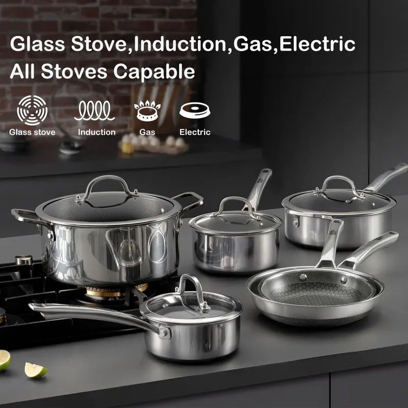 10/14-Piece Hybrid Cookware Set with Lids