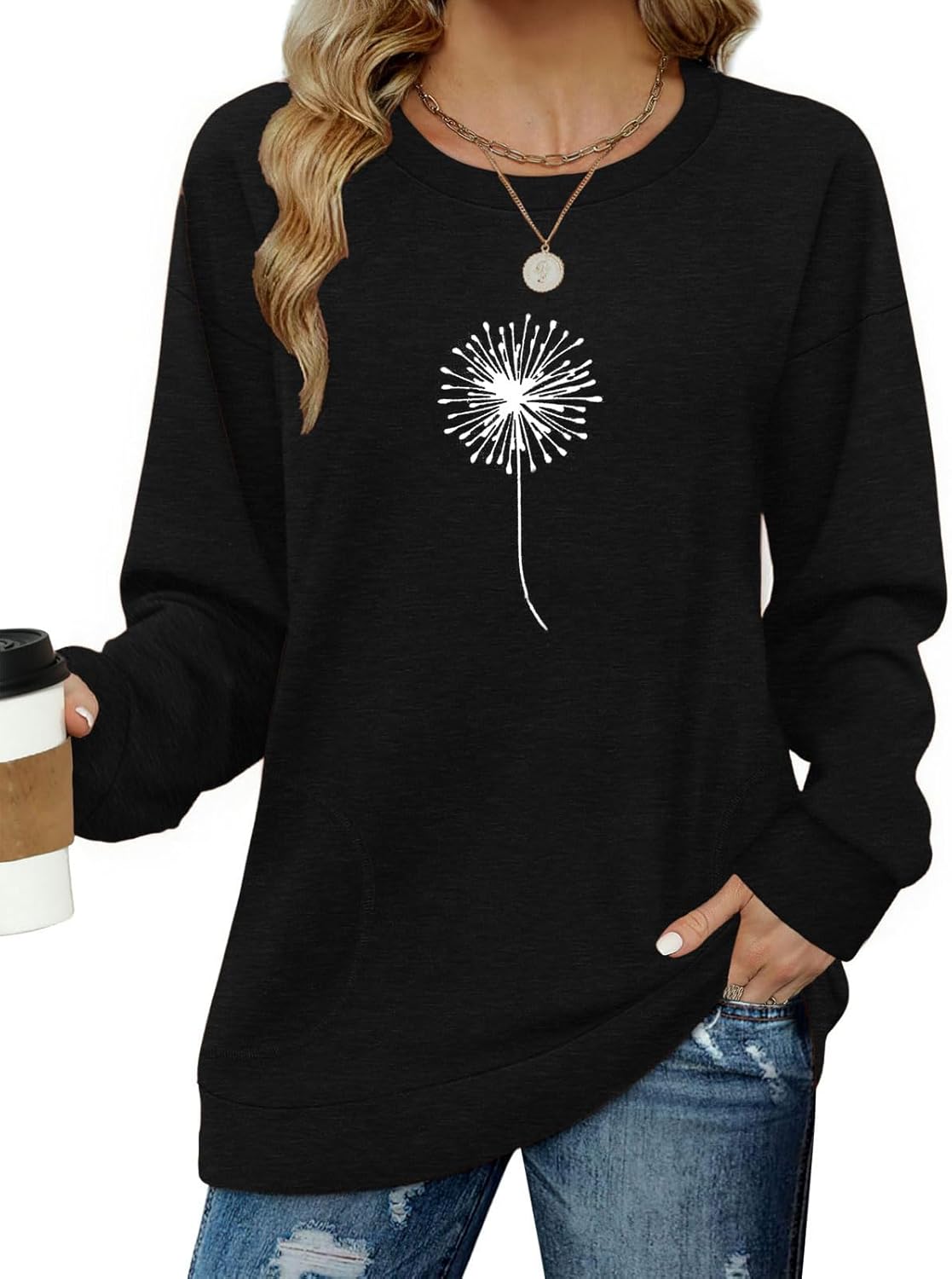 Long Sleeve Shirts for Women Casual Crewneck Sweatshirt 2025 Trendy Loose Basic Tunic Tops