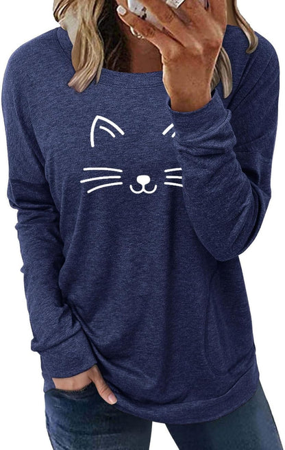 Long Sleeve Shirts for Women Casual Crewneck Sweatshirt 2025 Trendy Loose Basic Tunic Tops