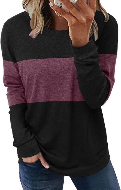 Long Sleeve Shirts for Women Casual Crewneck Sweatshirt 2025 Trendy Loose Basic Tunic Tops