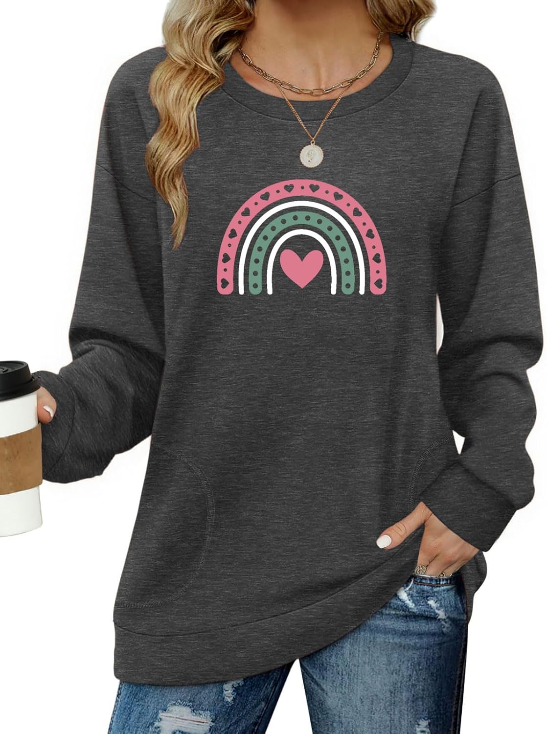 Long Sleeve Shirts for Women Casual Crewneck Sweatshirt 2025 Trendy Loose Basic Tunic Tops