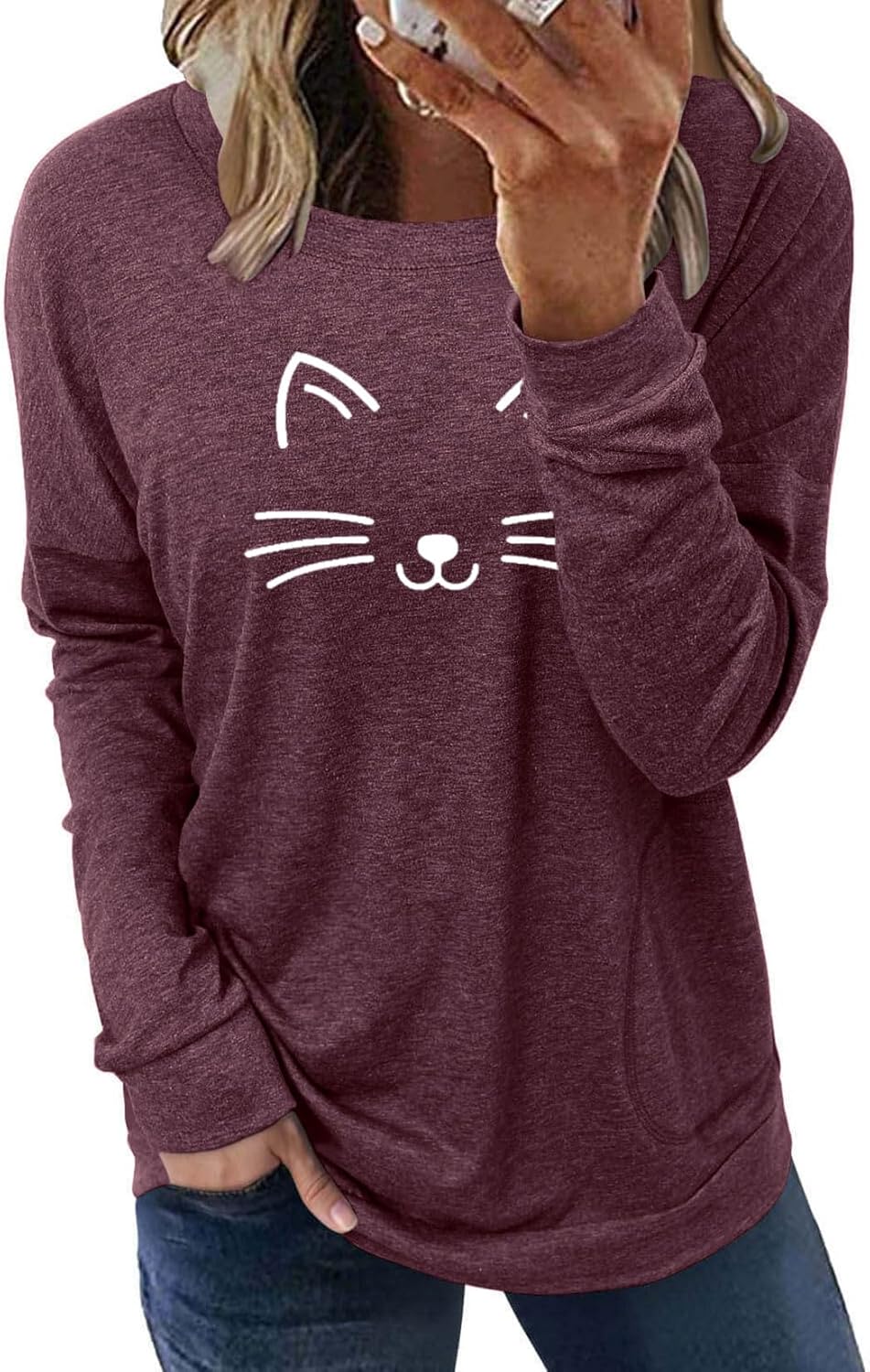 Long Sleeve Shirts for Women Casual Crewneck Sweatshirt 2025 Trendy Loose Basic Tunic Tops