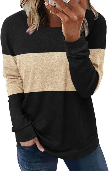 Long Sleeve Shirts for Women Casual Crewneck Sweatshirt 2025 Trendy Loose Basic Tunic Tops