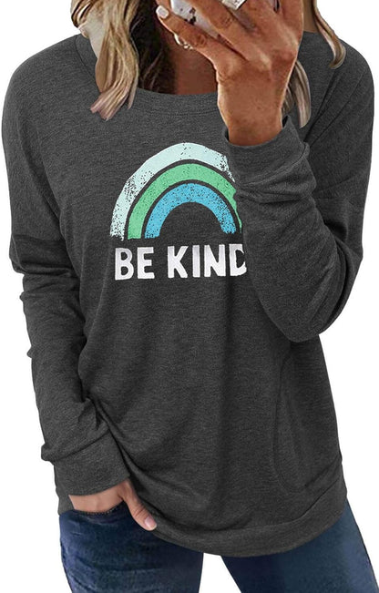 Long Sleeve Shirts for Women Casual Crewneck Sweatshirt 2025 Trendy Loose Basic Tunic Tops