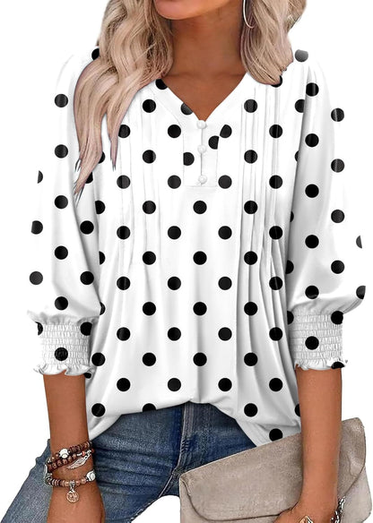 CRAZY GRID Womens 3/4 Sleeve Womens Tops V-Neck Lace Shirt Button Down Business Casual Blouses Fall Trendy Outfits 2026 S-XXL
