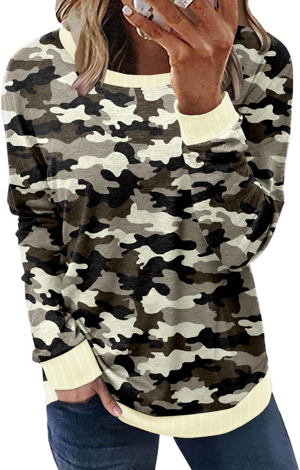 Long Sleeve Shirts for Women Casual Crewneck Sweatshirt 2025 Trendy Loose Basic Tunic Tops