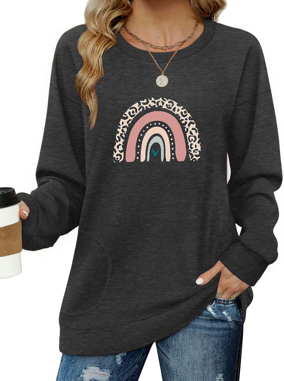 Long Sleeve Shirts for Women Casual Crewneck Sweatshirt 2025 Trendy Loose Basic Tunic Tops