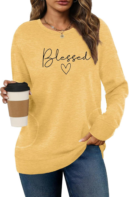 Long Sleeve Shirts for Women Casual Crewneck Sweatshirt 2025 Trendy Loose Basic Tunic Tops