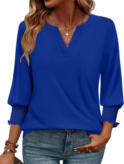 WIHOLL 3/4 Length Sleeve Womens Tops Summer Shirts Spring Vacation Outfits Dressy Casual Trendy Fall S-3XL