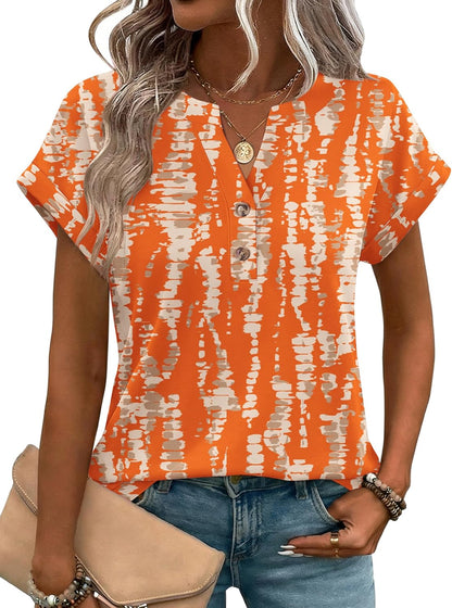 Zeagoo Women Tops Summer Short Sleeve T Shirts V Neck Dressy Casual Work Blouses Fashion Boho Clothes S-3XL