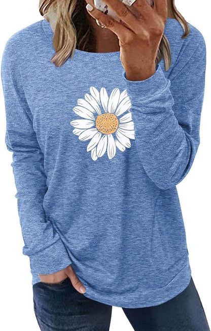 Long Sleeve Shirts for Women Casual Crewneck Sweatshirt 2025 Trendy Loose Basic Tunic Tops