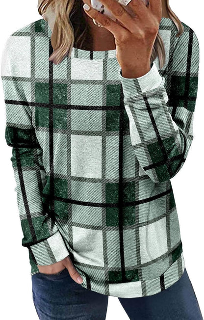 Long Sleeve Shirts for Women Casual Crewneck Sweatshirt 2025 Trendy Loose Basic Tunic Tops