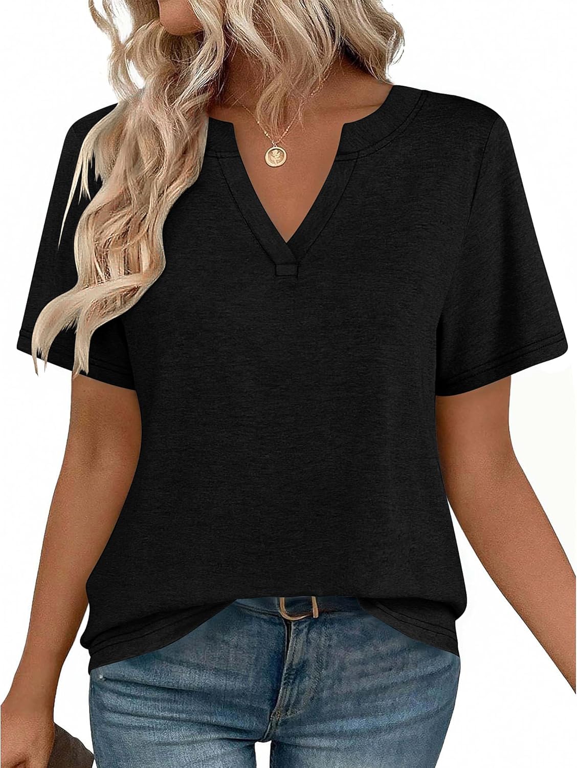 Zeagoo Womens Tops Short Sleeve V Neck Tee Shirts Cute Dressy Casual Clothing Business Work Blouse