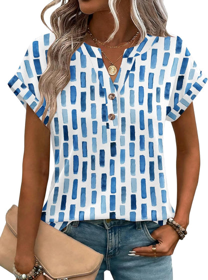 Zeagoo Women Tops Summer Short Sleeve T Shirts V Neck Dressy Casual Work Blouses Fashion Boho Clothes S-3XL