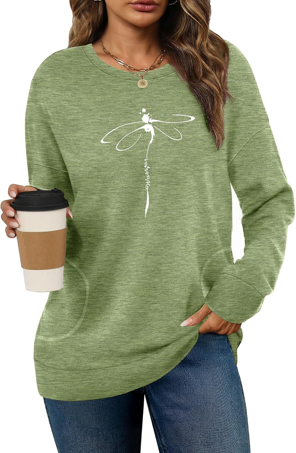 Long Sleeve Shirts for Women Casual Crewneck Sweatshirt 2025 Trendy Loose Basic Tunic Tops