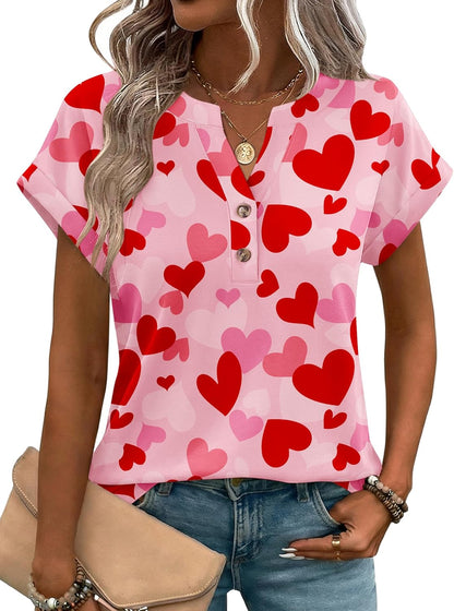 Zeagoo Women Tops Summer Short Sleeve T Shirts V Neck Dressy Casual Work Blouses Fashion Boho Clothes S-3XL