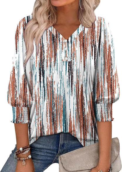 CRAZY GRID Womens 3/4 Sleeve Womens Tops V-Neck Lace Shirt Button Down Business Casual Blouses Fall Trendy Outfits 2026 S-XXL